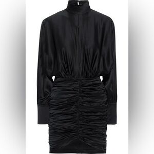 Retrofete Barbara Ruched Silk Black Mini Dress